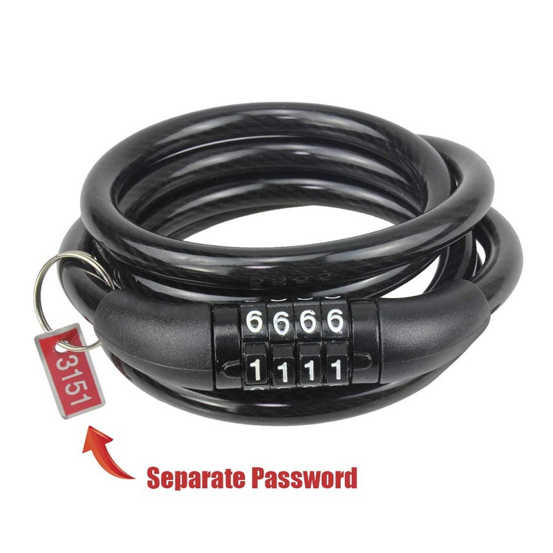 SEWAY Scooter Lock Cable for Xiaomi Mijia M365 ES Series, Bicycle Combination Locks Coiled Chain Lock Basic Self Coiling Core Steel Wire 4 ft. Long 1/3 inch Fit for M365/ES1/ES2/ES3/ES4 - Image 5